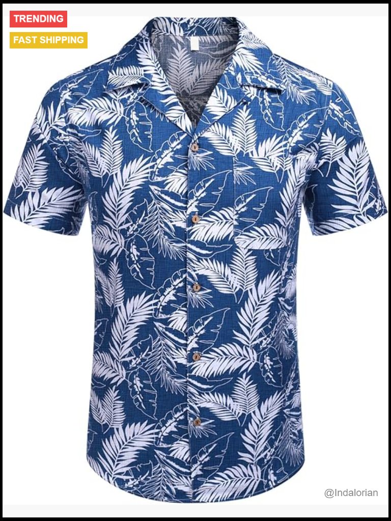 Men's Hawaiian Shirt Short Sleeve Button Down Tropical Floral Summer